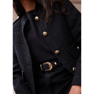 Mint Velvet Black Metallic Boucle Jacket